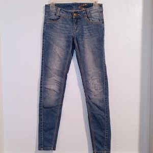 Seven7 Skinny Jean Paint Splatter Sz 25 Stretch